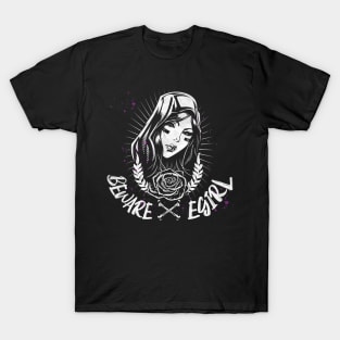 Beware Egirl Gamer Gothic Tattoo Style T-Shirt